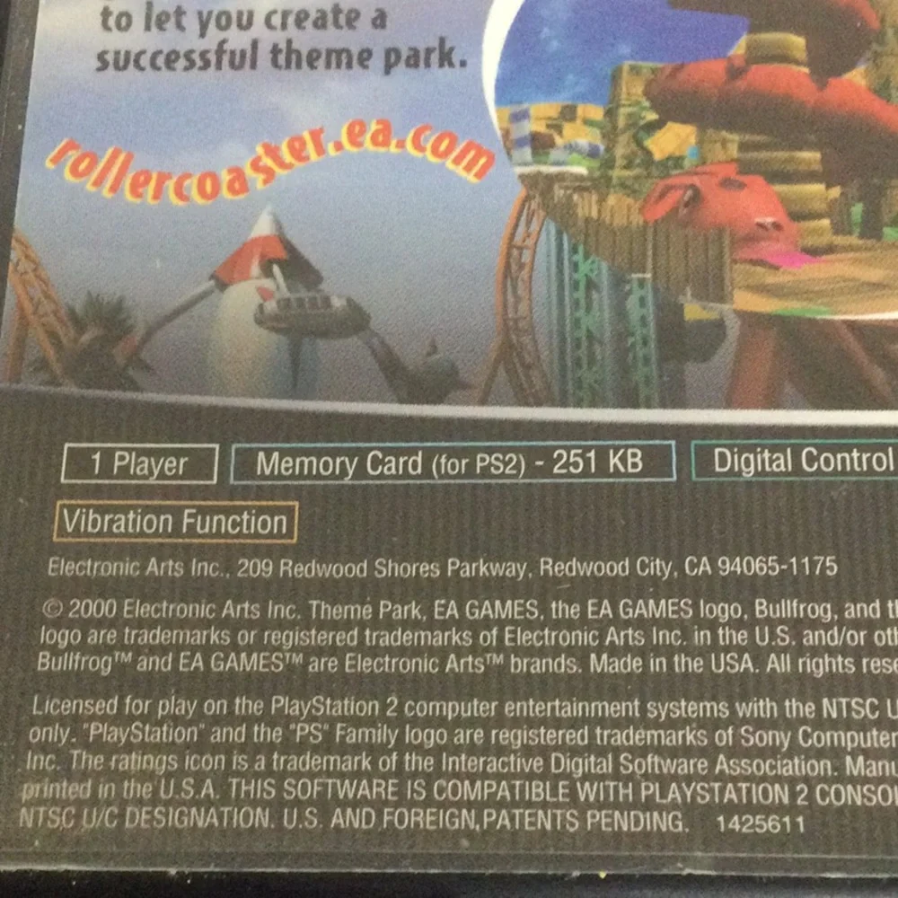 🌞 PlayStation 2 game Theme Park Roller Coaster by EA games